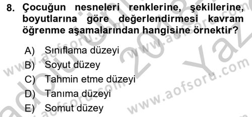 Çocuk, Bilim Ve Teknoloji Dersi 2018 - 2019 Yılı Yaz Okulu Sınavı 8. Soru