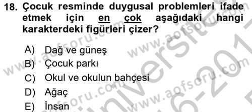 Çocukta Sanat Eğitimi Ve Yaratıcılık Dersi 2016 - 2017 Yılı 3 Ders Sınav Soruları 18. Soru