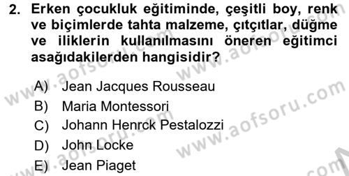 Çocukta Sanat Eğitimi Ve Yaratıcılık Dersi 2016 - 2017 Yılı 3 Ders Sınav Soruları 2. Soru
