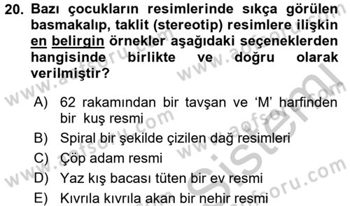 Çocukta Sanat Eğitimi Ve Yaratıcılık Dersi 2016 - 2017 Yılı 3 Ders Sınav Soruları 20. Soru