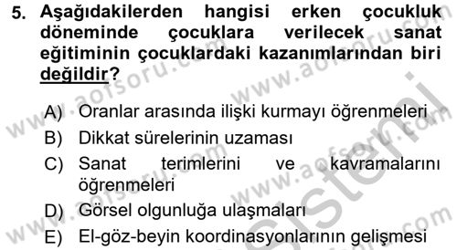 Çocukta Sanat Eğitimi Ve Yaratıcılık Dersi 2016 - 2017 Yılı 3 Ders Sınav Soruları 5. Soru