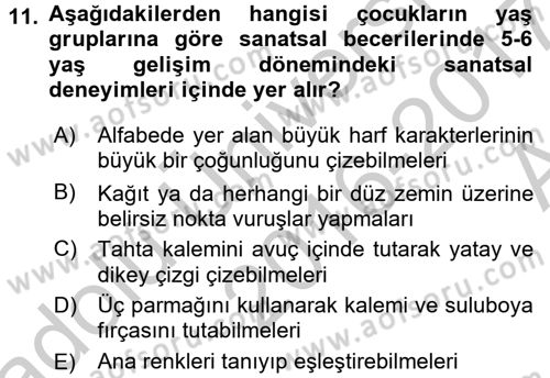 Çocukta Sanat Eğitimi Ve Yaratıcılık Dersi 2016 - 2017 Yılı (Vize) Ara Sınav Soruları 11. Soru