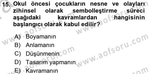 Çocukta Sanat Eğitimi Ve Yaratıcılık Dersi 2016 - 2017 Yılı (Vize) Ara Sınav Soruları 15. Soru