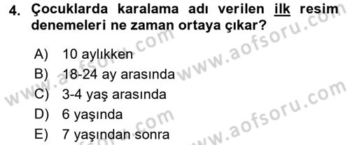 Çocukta Sanat Eğitimi Ve Yaratıcılık Dersi 2016 - 2017 Yılı (Vize) Ara Sınav Soruları 4. Soru