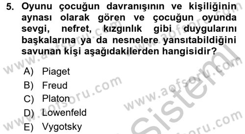 Çocukta Sanat Eğitimi Ve Yaratıcılık Dersi 2016 - 2017 Yılı (Vize) Ara Sınav Soruları 5. Soru