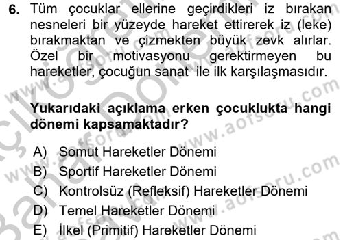 Çocukta Sanat Eğitimi Ve Yaratıcılık Dersi 2016 - 2017 Yılı (Vize) Ara Sınav Soruları 6. Soru