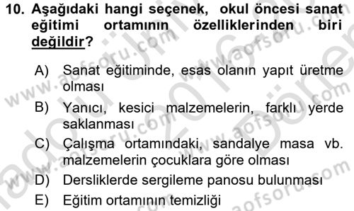 Çocukta Sanat Eğitimi Ve Yaratıcılık Dersi 2016 - 2017 Yılı (Final) Dönem Sonu Sınav Soruları 10. Soru