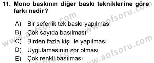 Çocukta Sanat Eğitimi Ve Yaratıcılık Dersi 2016 - 2017 Yılı (Final) Dönem Sonu Sınav Soruları 11. Soru