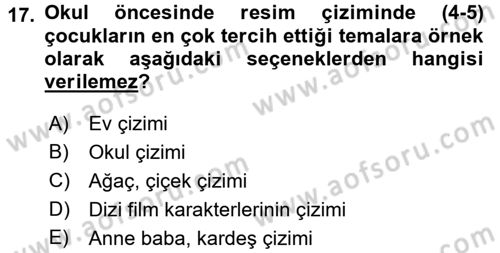Çocukta Sanat Eğitimi Ve Yaratıcılık Dersi 2016 - 2017 Yılı (Final) Dönem Sonu Sınav Soruları 17. Soru