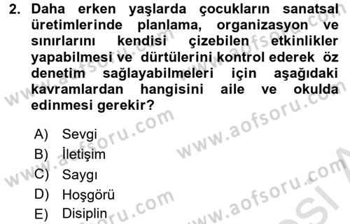 Çocukta Sanat Eğitimi Ve Yaratıcılık Dersi 2016 - 2017 Yılı (Final) Dönem Sonu Sınav Soruları 2. Soru