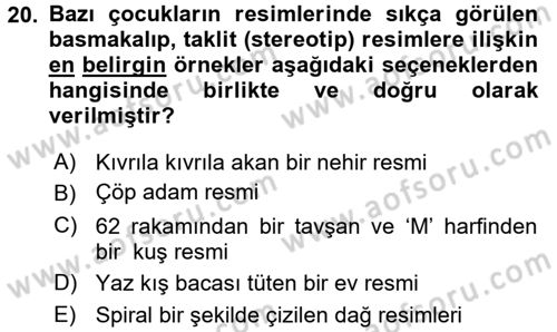 Çocukta Sanat Eğitimi Ve Yaratıcılık Dersi 2016 - 2017 Yılı (Final) Dönem Sonu Sınav Soruları 20. Soru