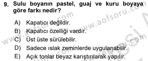 Çocukta Sanat Eğitimi Ve Yaratıcılık Dersi 2016 - 2017 Yılı (Final) Dönem Sonu Sınav Soruları 9. Soru