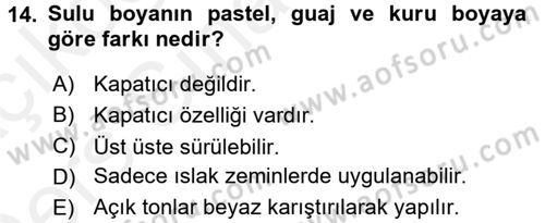 Çocukta Sanat Eğitimi Ve Yaratıcılık Dersi 2017 - 2018 Yılı 3 Ders Sınav Soruları 14. Soru