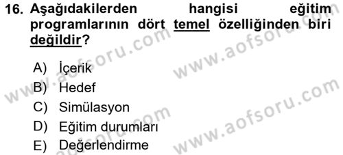 Çocukta Sanat Eğitimi Ve Yaratıcılık Dersi 2017 - 2018 Yılı 3 Ders Sınav Soruları 16. Soru