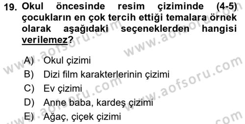 Çocukta Sanat Eğitimi Ve Yaratıcılık Dersi 2017 - 2018 Yılı 3 Ders Sınav Soruları 19. Soru