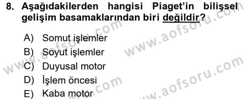 Çocukta Sanat Eğitimi Ve Yaratıcılık Dersi 2017 - 2018 Yılı 3 Ders Sınav Soruları 8. Soru