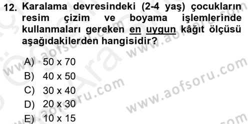 Çocukta Sanat Eğitimi Ve Yaratıcılık Dersi 2017 - 2018 Yılı (Vize) Ara Sınav Soruları 12. Soru