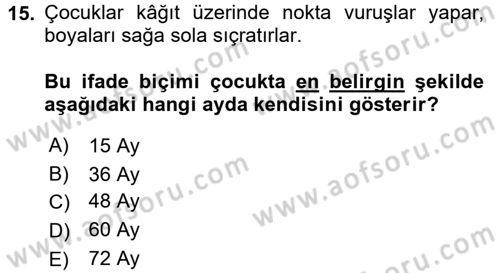 Çocukta Sanat Eğitimi Ve Yaratıcılık Dersi 2017 - 2018 Yılı (Vize) Ara Sınav Soruları 15. Soru