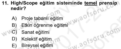 Çocukta Sanat Eğitimi Ve Yaratıcılık Dersi 2017 - 2018 Yılı (Final) Dönem Sonu Sınav Soruları 11. Soru