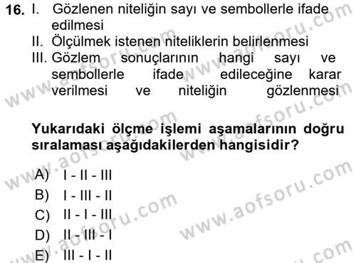 Çocukta Sanat Eğitimi Ve Yaratıcılık Dersi 2017 - 2018 Yılı (Final) Dönem Sonu Sınav Soruları 16. Soru