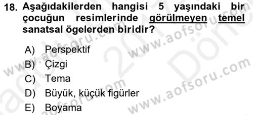 Çocukta Sanat Eğitimi Ve Yaratıcılık Dersi 2017 - 2018 Yılı (Final) Dönem Sonu Sınav Soruları 18. Soru