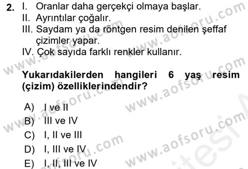 Çocukta Sanat Eğitimi Ve Yaratıcılık Dersi 2017 - 2018 Yılı (Final) Dönem Sonu Sınav Soruları 2. Soru
