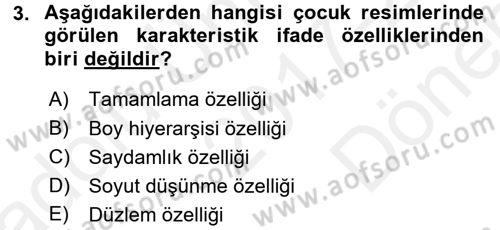 Çocukta Sanat Eğitimi Ve Yaratıcılık Dersi 2017 - 2018 Yılı (Final) Dönem Sonu Sınav Soruları 3. Soru