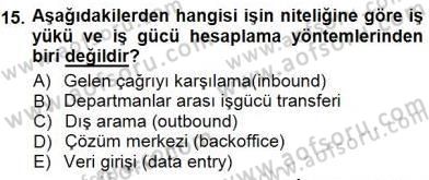 Çağrı Merkezi Yönetimi 1 Dersi 2012 - 2013 Yılı (Final) Dönem Sonu Sınav Soruları 15. Soru