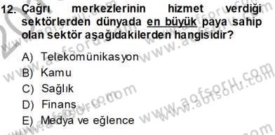 Çağrı Merkezi Yönetimi 1 Dersi 2013 - 2014 Yılı (Vize) Ara Sınav Soruları 12. Soru