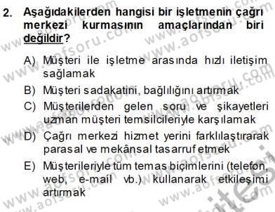 Çağrı Merkezi Yönetimi 1 Dersi Ara Sınavı Deneme Sınav Soruları 2. Soru