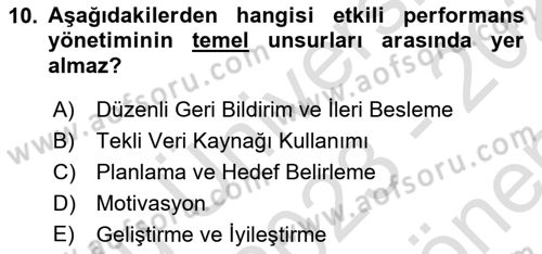Çağrı Merkezi Yönetimi 1 Dersi 2023 - 2024 Yılı (Final) Dönem Sonu Sınav Soruları 10. Soru