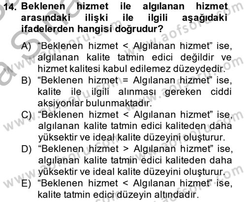 Çağrı Merkezi Yönetimi 2 Dersi 2013 - 2014 Yılı (Vize) Ara Sınav Soruları 14. Soru