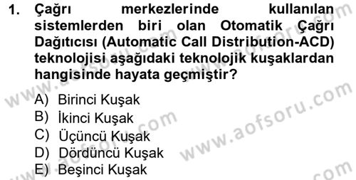 Çağrı Merkezi Yönetimi 2 Dersi 2013 - 2014 Yılı (Final) Dönem Sonu Sınav Soruları 1. Soru