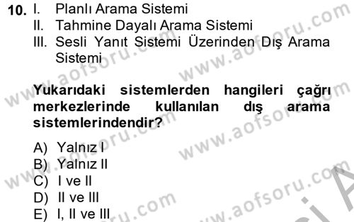 Çağrı Merkezi Yönetimi 2 Dersi 2014 - 2015 Yılı (Vize) Ara Sınav Soruları 10. Soru
