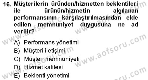 Çağrı Merkezi Yönetimi 2 Dersi 2014 - 2015 Yılı (Vize) Ara Sınav Soruları 16. Soru