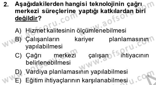 Çağrı Merkezi Yönetimi 2 Dersi 2014 - 2015 Yılı (Vize) Ara Sınav Soruları 2. Soru