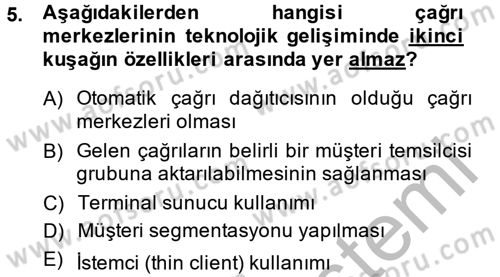 Çağrı Merkezi Yönetimi 2 Dersi 2014 - 2015 Yılı (Vize) Ara Sınav Soruları 5. Soru