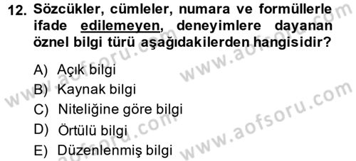Çağrı Merkezi Yönetimi 2 Dersi 2014 - 2015 Yılı (Final) Dönem Sonu Sınav Soruları 12. Soru