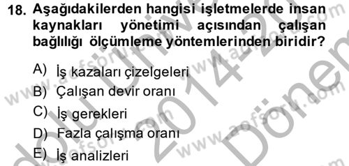 Çağrı Merkezi Yönetimi 2 Dersi 2014 - 2015 Yılı (Final) Dönem Sonu Sınav Soruları 18. Soru