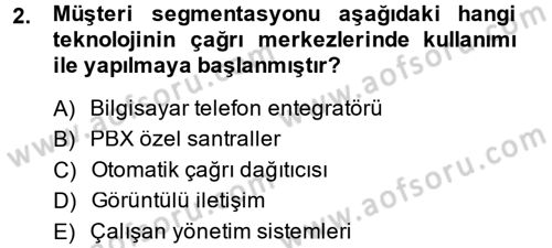 Çağrı Merkezi Yönetimi 2 Dersi 2014 - 2015 Yılı (Final) Dönem Sonu Sınav Soruları 2. Soru