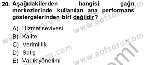 Çağrı Merkezi Yönetimi 2 Dersi 2014 - 2015 Yılı (Final) Dönem Sonu Sınav Soruları 20. Soru