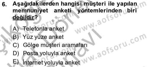 Çağrı Merkezi Yönetimi 2 Dersi 2014 - 2015 Yılı (Final) Dönem Sonu Sınav Soruları 6. Soru