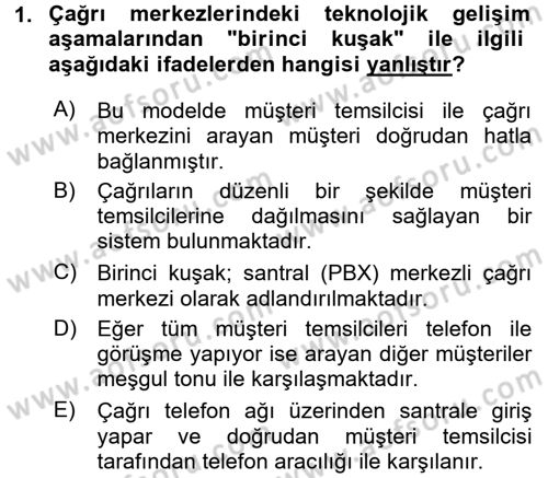 Çağrı Merkezi Yönetimi 2 Dersi 2015 - 2016 Yılı (Vize) Ara Sınav Soruları 1. Soru