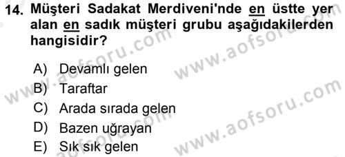 Çağrı Merkezi Yönetimi 2 Dersi 2015 - 2016 Yılı (Vize) Ara Sınav Soruları 14. Soru