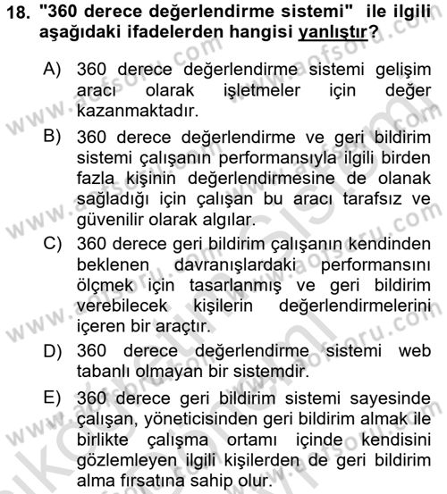 Çağrı Merkezi Yönetimi 2 Dersi 2015 - 2016 Yılı (Final) Dönem Sonu Sınav Soruları 18. Soru