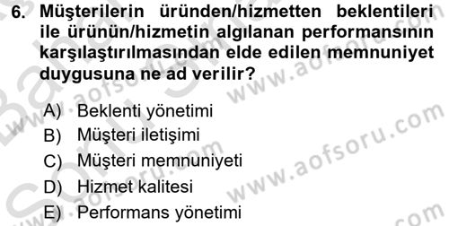 Çağrı Merkezi Yönetimi 2 Dersi 2015 - 2016 Yılı (Final) Dönem Sonu Sınav Soruları 6. Soru