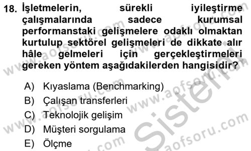 Çağrı Merkezi Yönetimi 2 Dersi 2016 - 2017 Yılı (Vize) Ara Sınav Soruları 18. Soru