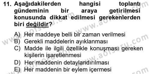 Toplantı Ve Sunu Teknikleri Dersi 2012 - 2013 Yılı (Vize) Ara Sınav Soruları 11. Soru