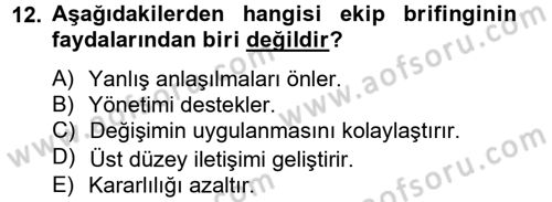Toplantı Ve Sunu Teknikleri Dersi 2012 - 2013 Yılı (Vize) Ara Sınav Soruları 12. Soru