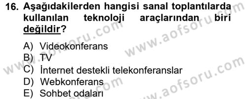 Toplantı Ve Sunu Teknikleri Dersi 2012 - 2013 Yılı (Vize) Ara Sınav Soruları 16. Soru